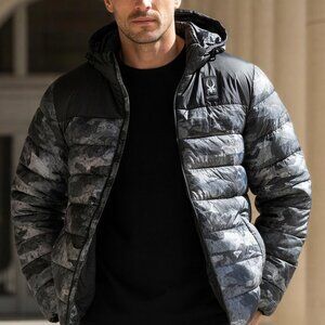 Spyder Mens Jacket Circuit Black Camo Insulated Puffer Size Large